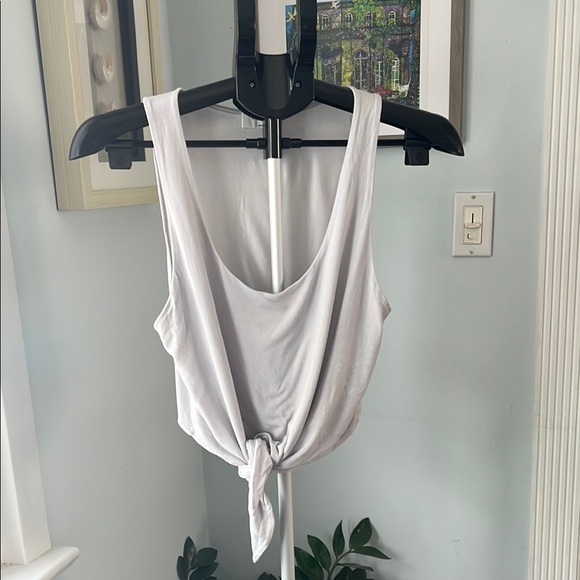 Aritzia Babaton Grey Jeronimo Tank Size S Tie Front Cropped Tank RTK1-1438-38 - Picture 1 of 9